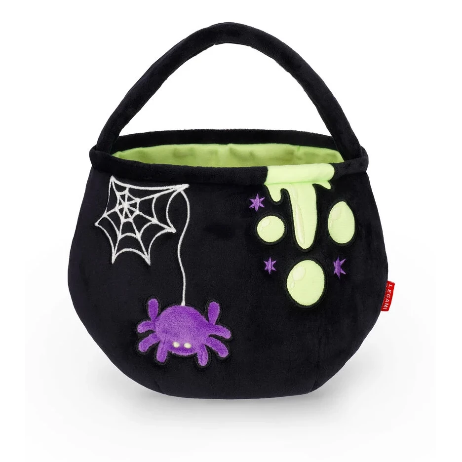 Tasche, Kuscheltasche, Halloweendesign, Spinne, Grün-Lila Akzente