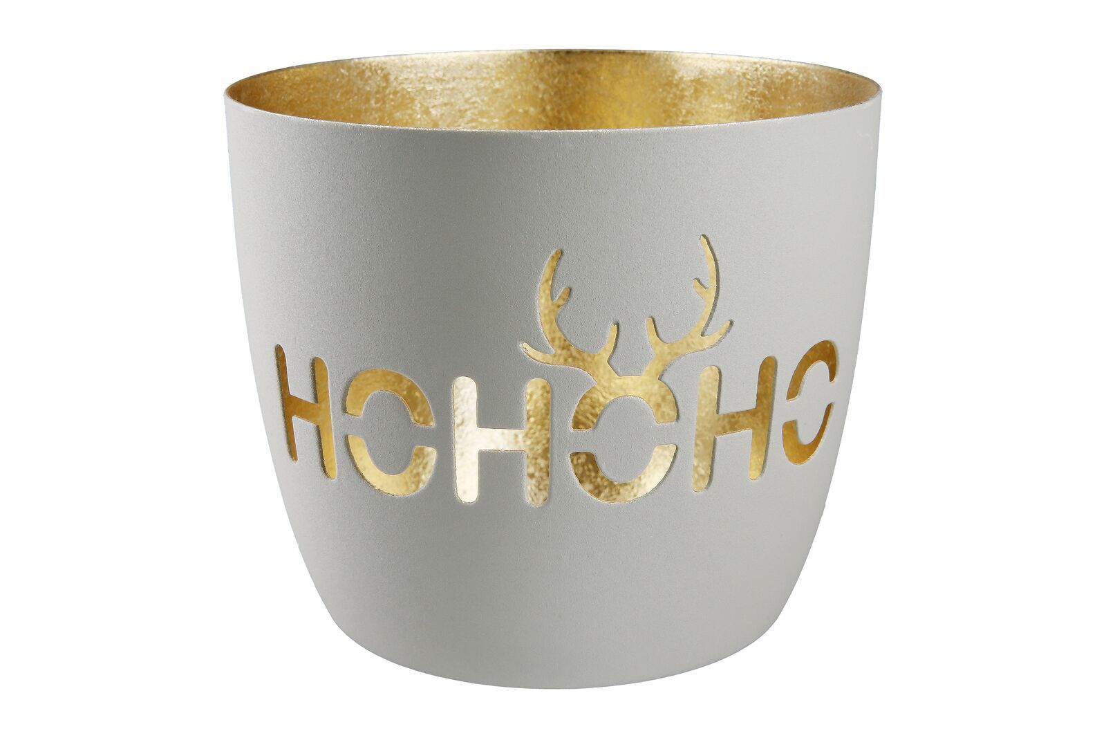 Windlicht HoHoHo Metall grau 9cm Pokal