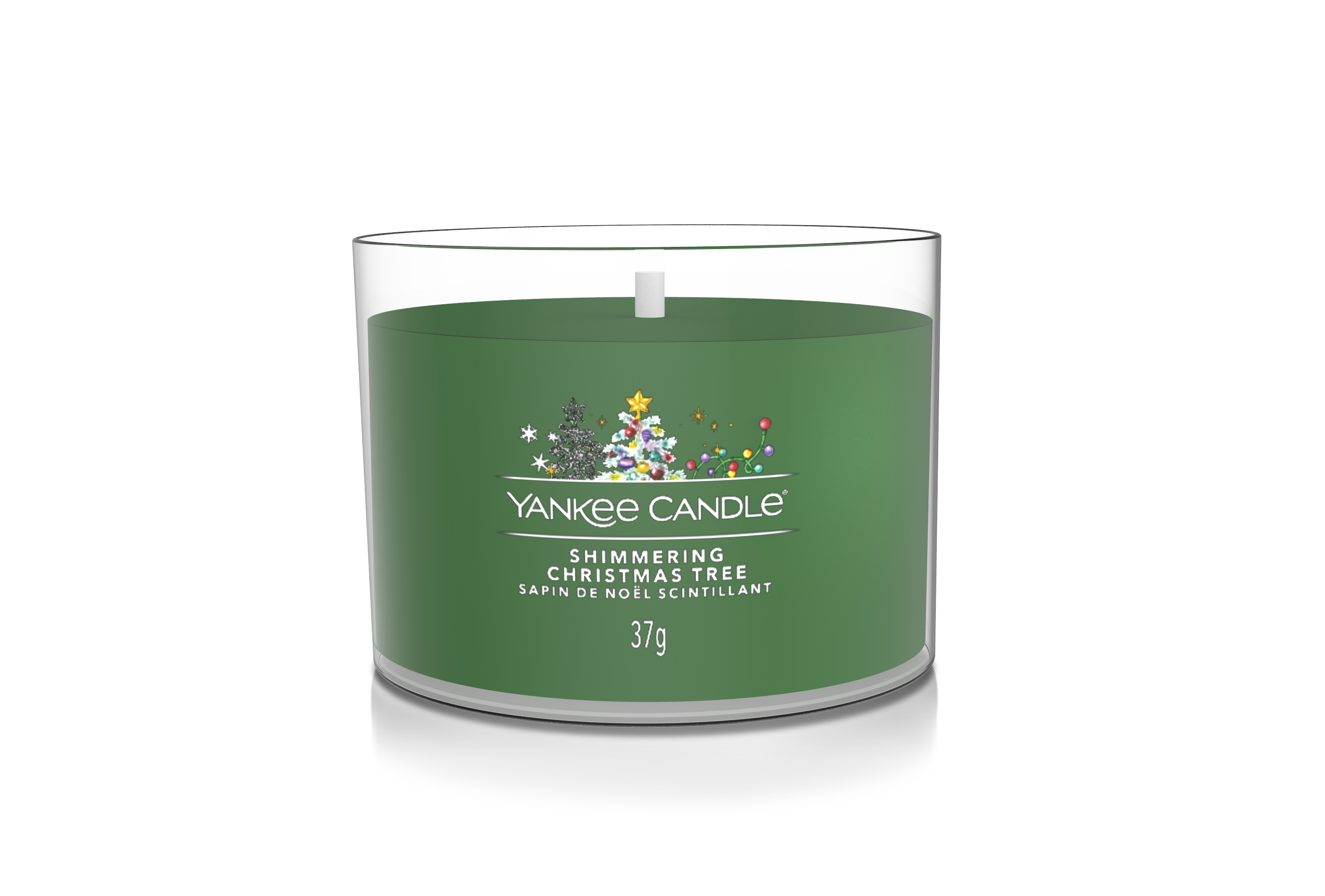 Shimmering Christmas Tree 37g Glasvotivkerze Shimmering Christmas Tree 37g Glasvotivkerze