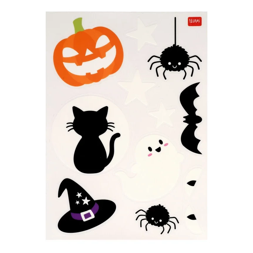 Set aus 40 Elektrostatischen Fensteraufklebern - Windo-Wow Halloween, Sticker, Cat silhouette, Kürbis, Spinne