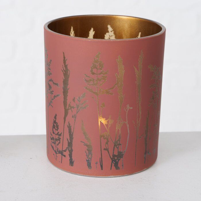 Windlicht Gräser 10cm rot