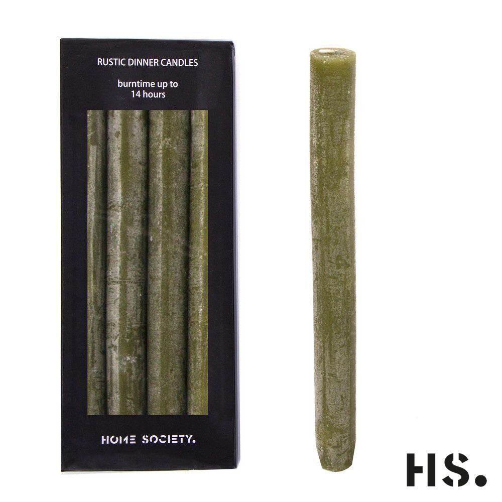 U4uL4LTQ Rustic Dinner Candle L grün 4 Stück