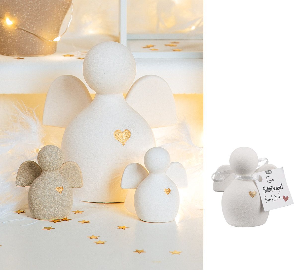 Figur Engel Heart 6cm Botschaft Schutzengel weiß