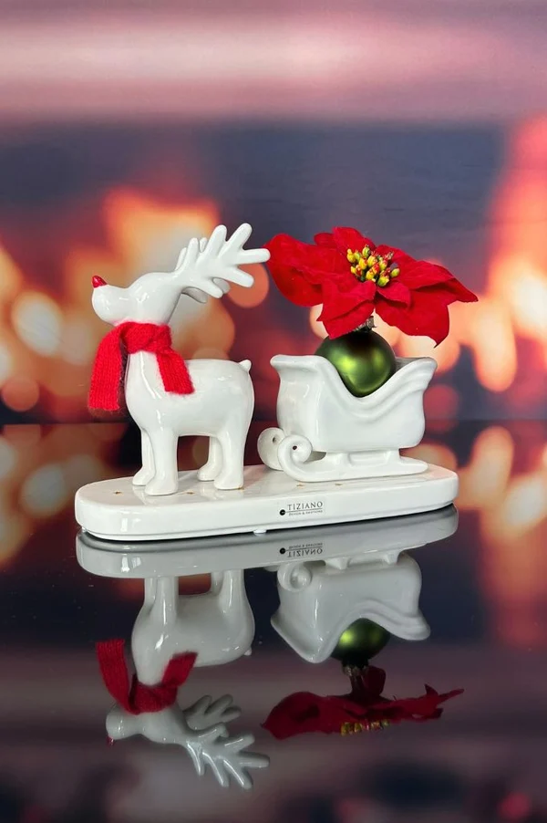 Weihnachtsdeko, Rentier, Schlitten, Poinsettia, Weihnachtsfigur