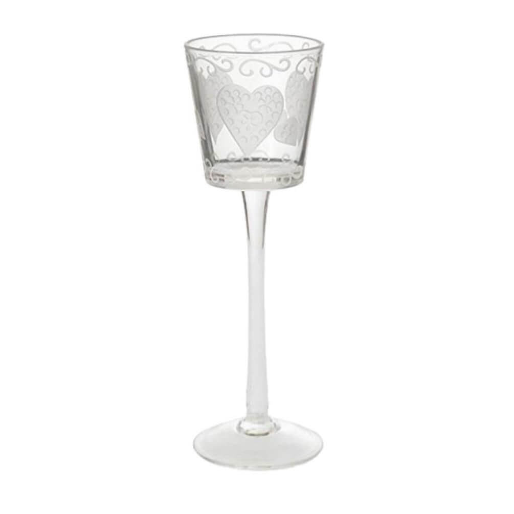 Golden Etched Heart Votivkerzenhalter mit Fuß groß