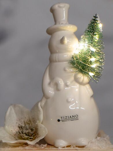 tiloklein Schneemann Sören 17cm LED cremeweiß
