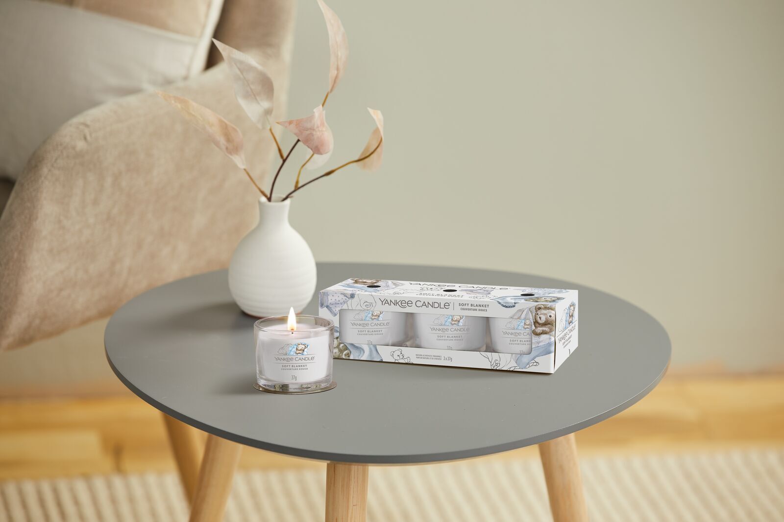 Clean Cotton 37g Glasvotivkerze 3er Pack