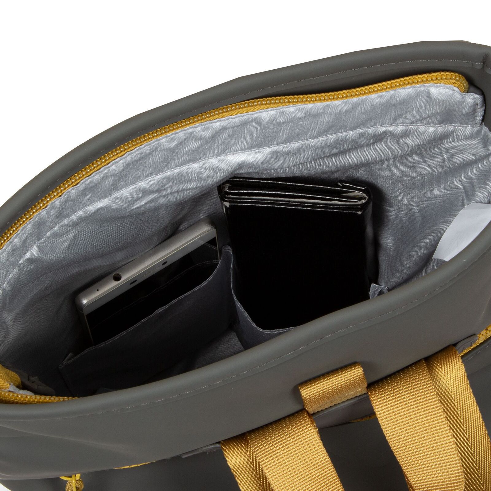 4CJMTXFw Tim - Los Angeles Rolltop Mini Rucksack anthrazit/ocker