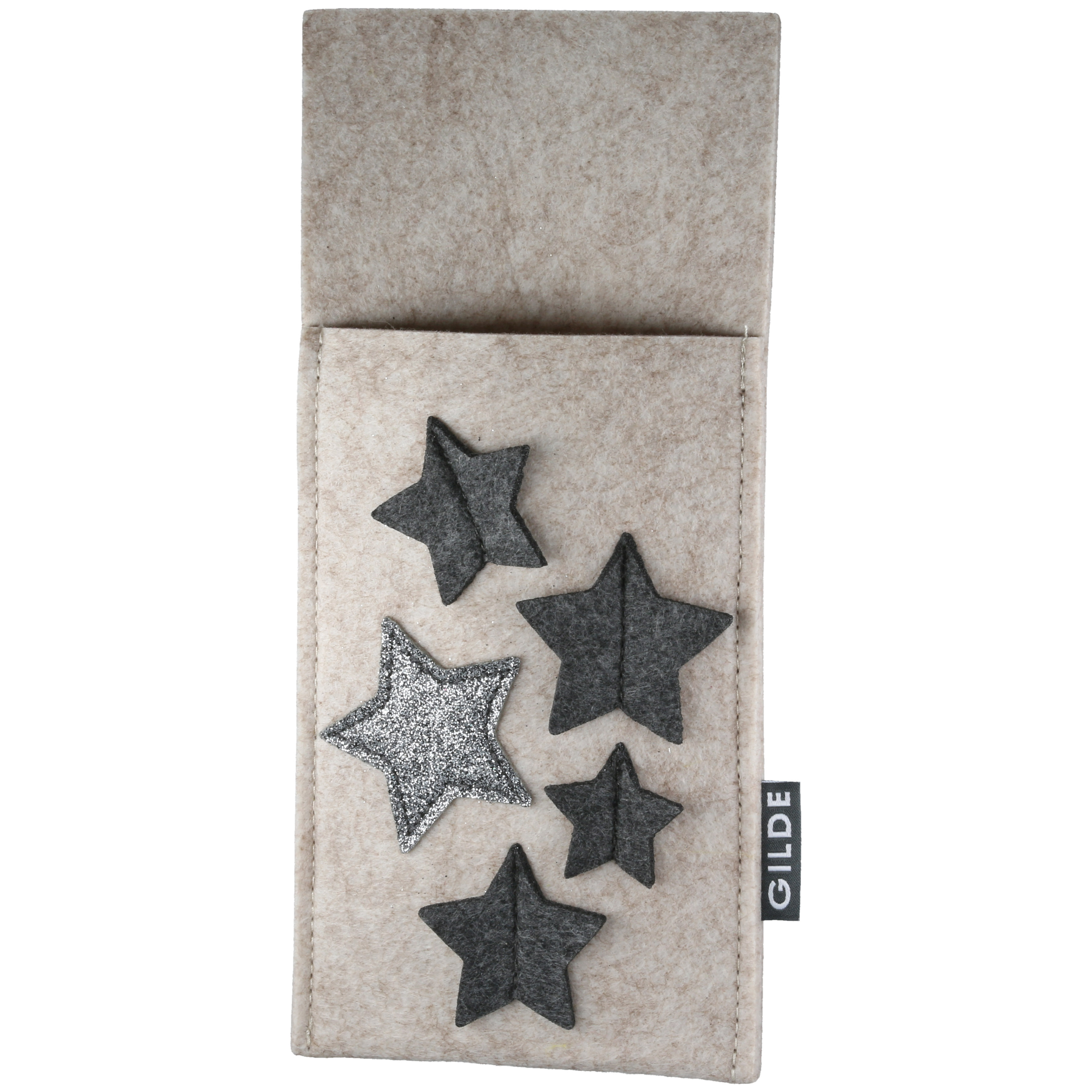 Bestecktasche Sternregen Filz beige Wandhalter, Sternendesign, Filz, Grau, Dekoration