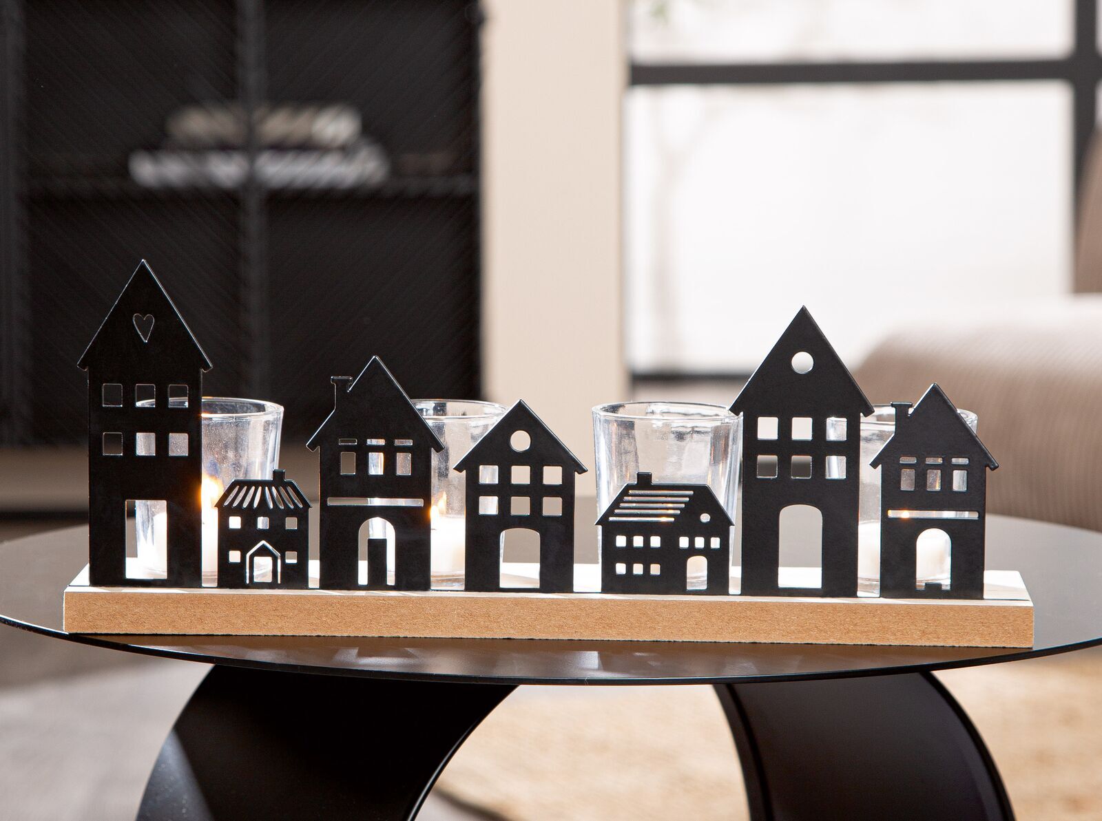 Teelichtleuchter Haus 6tlg Moebel, Tabelle, Tischplatte
