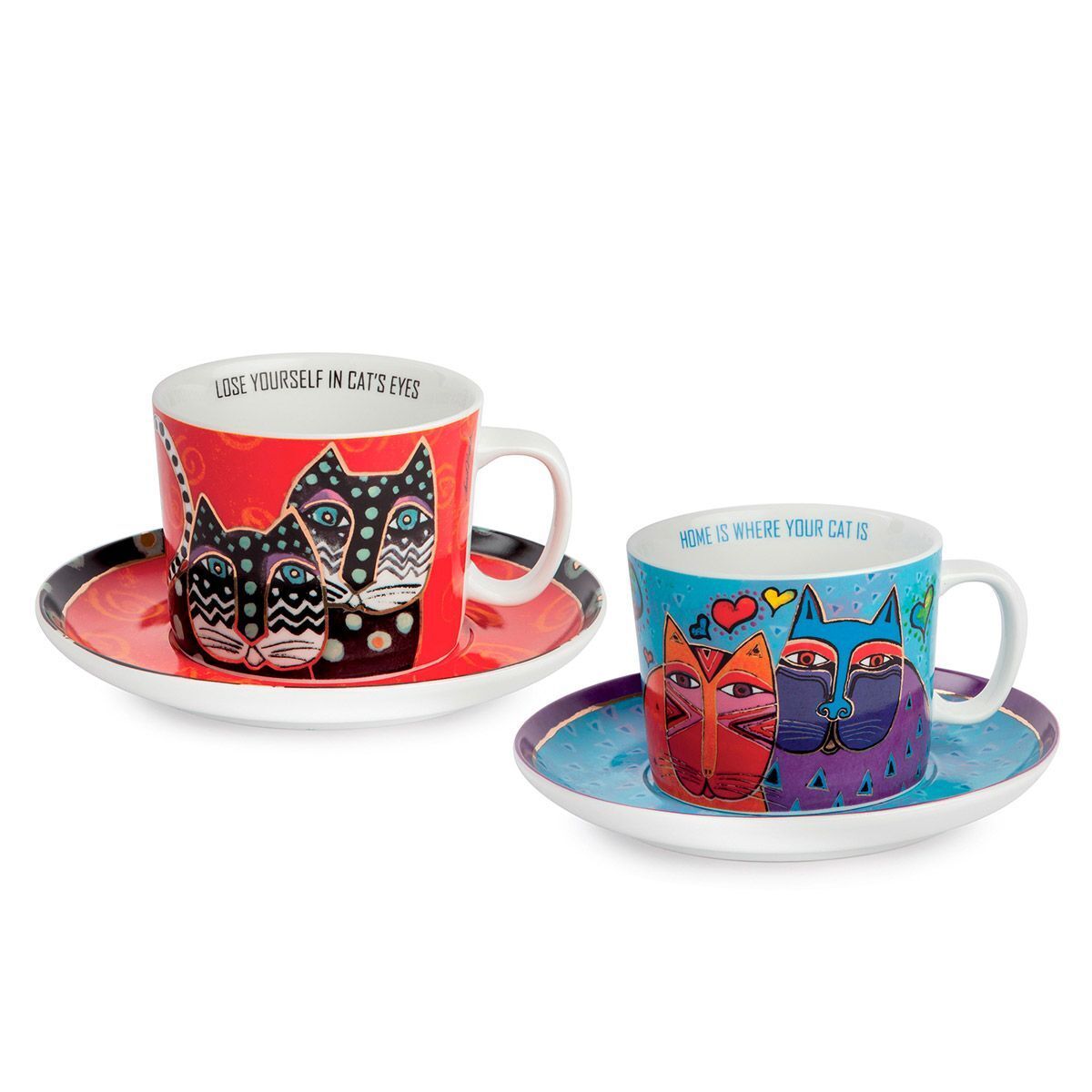 Cappuccinotassen Set Fantastic Felines - Home/Eyes Untertasse, Tasse