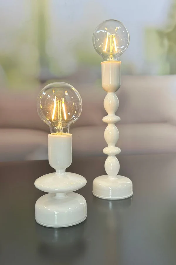 Lampe Savazza LED Glas weiß 37cm