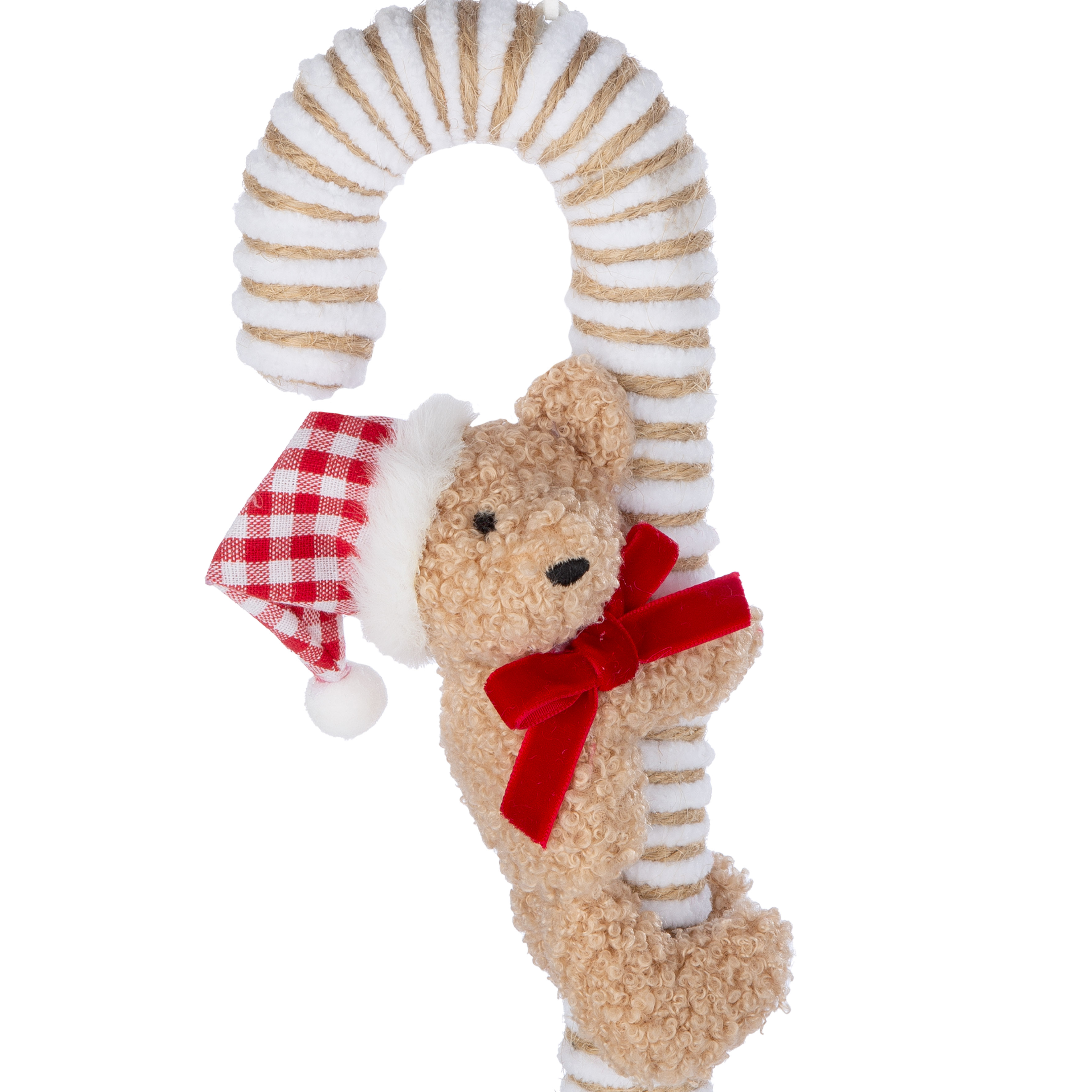 Hänger Zuckerstange Bärlig 16cm Plüschfigur, Weihnachtsdeko, teddy, rot, Streifenseil