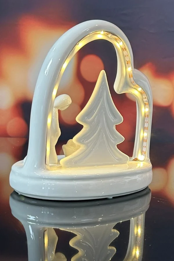 Krippe Santo Natale LED oval licht, pyg ceramic, weihnachtsdekoration, kerzenhalter, tannenbaum