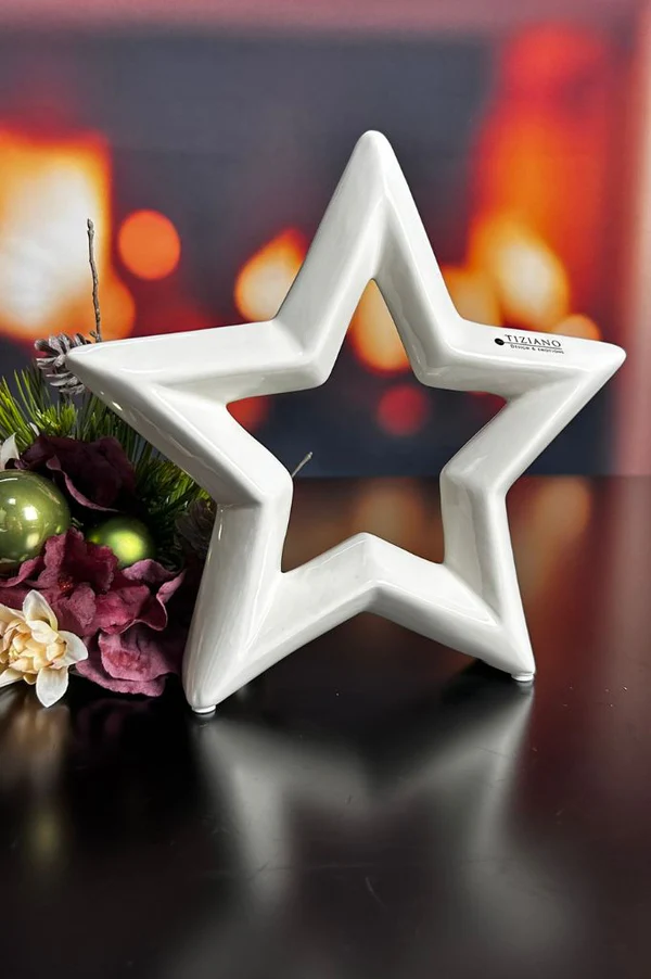 Deko Stern Saphira 14cm cremeweiß Deko Stern Saphira 14cm cremeweiß