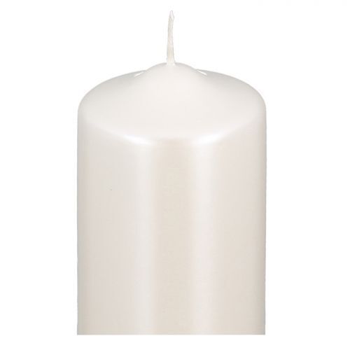 Stumpenkerze Metallic weiß 10cm Kerze