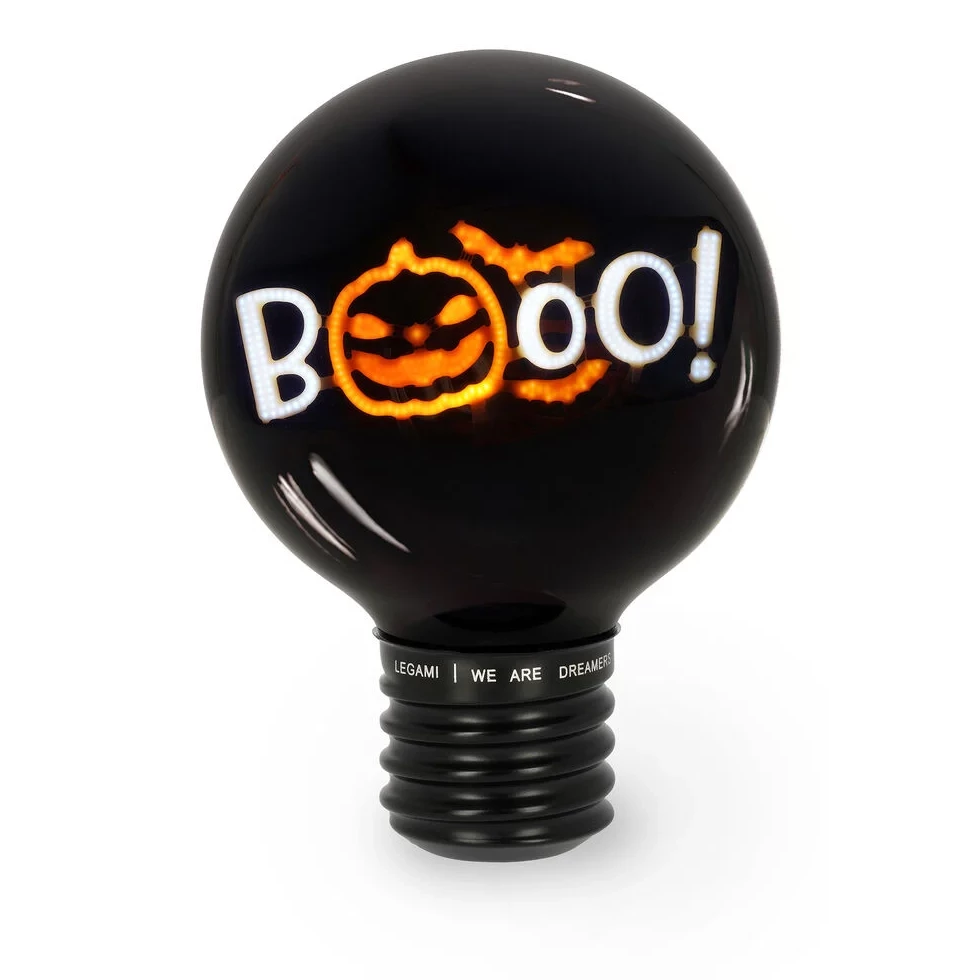 Deko-Tischlampe in Glühbirnenform - Pumpkin Booo - Bulb Fiction Glühbirne, Schwarz, Groß, LED, Boo!