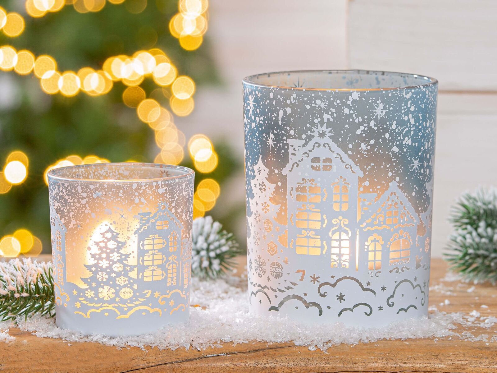 Windlicht Schneelandschaft weiß 12,5cm Windlicht Schneelandschaft weiß 12,5cm