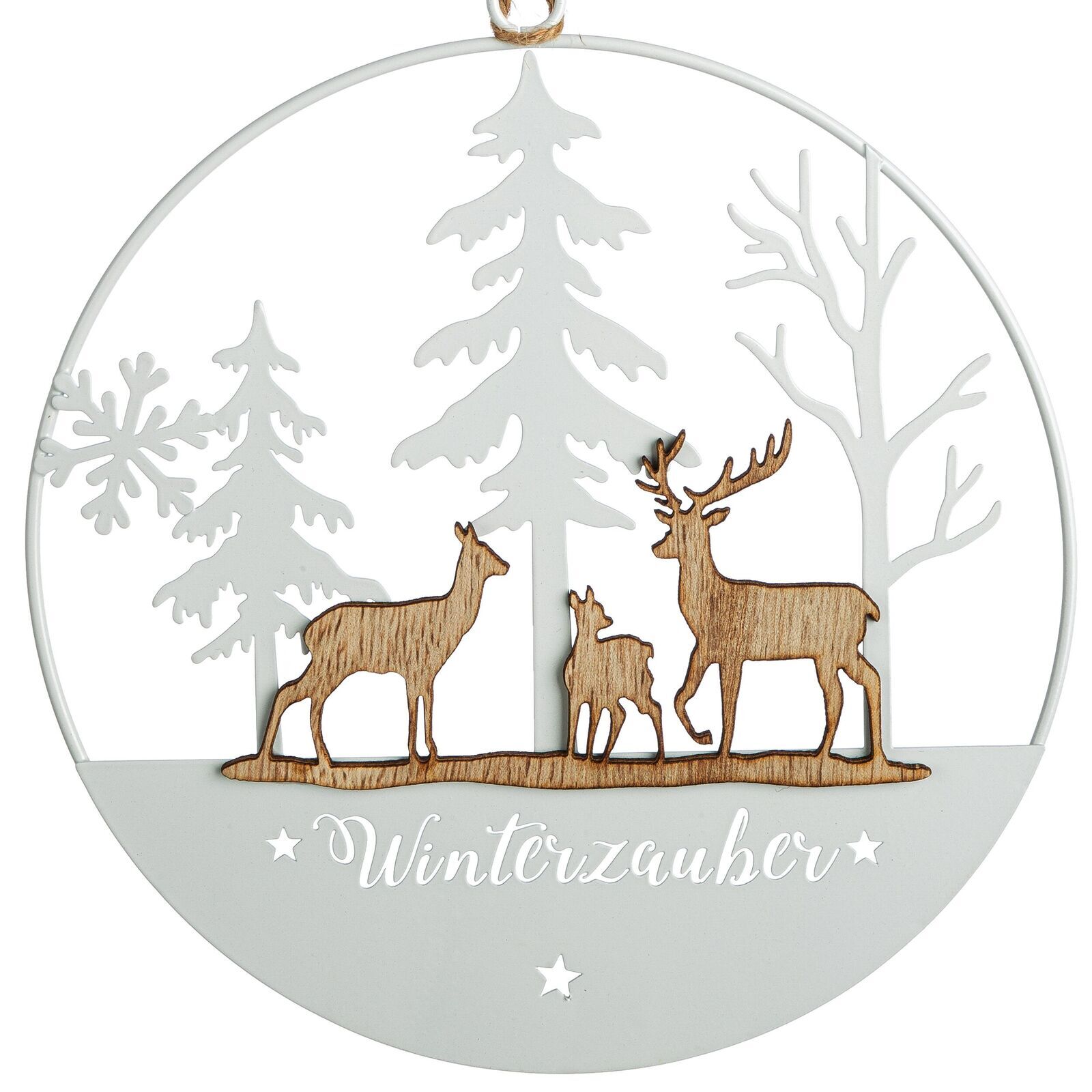 Deko Hänger "Winterzauber" 25cm Hirsch, Wildtiere, Geweih, Antilope, Elch