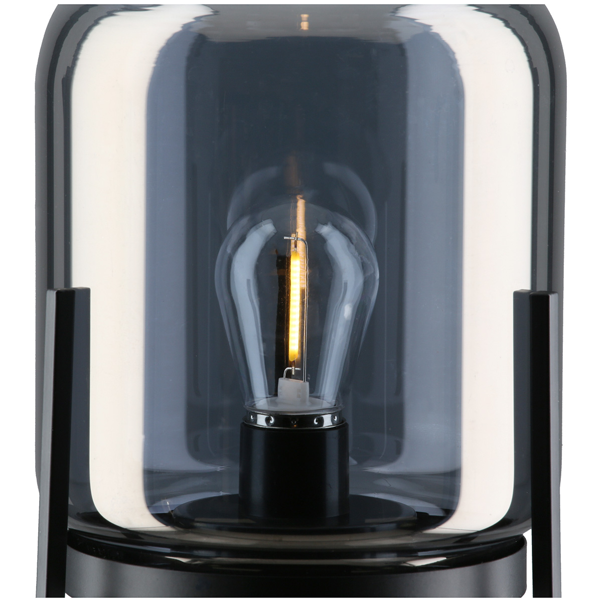 Lampe, Globus, LED-Filament, Glasschirm, schwarzer Sockel