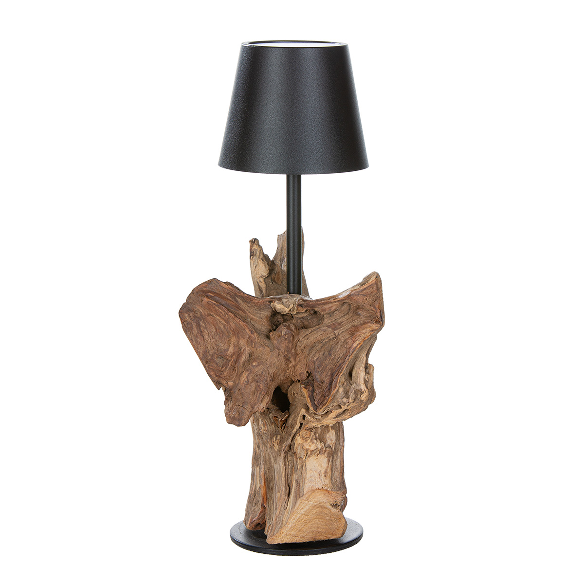 LED Tischleuchte USB Holz & Metall schwarz