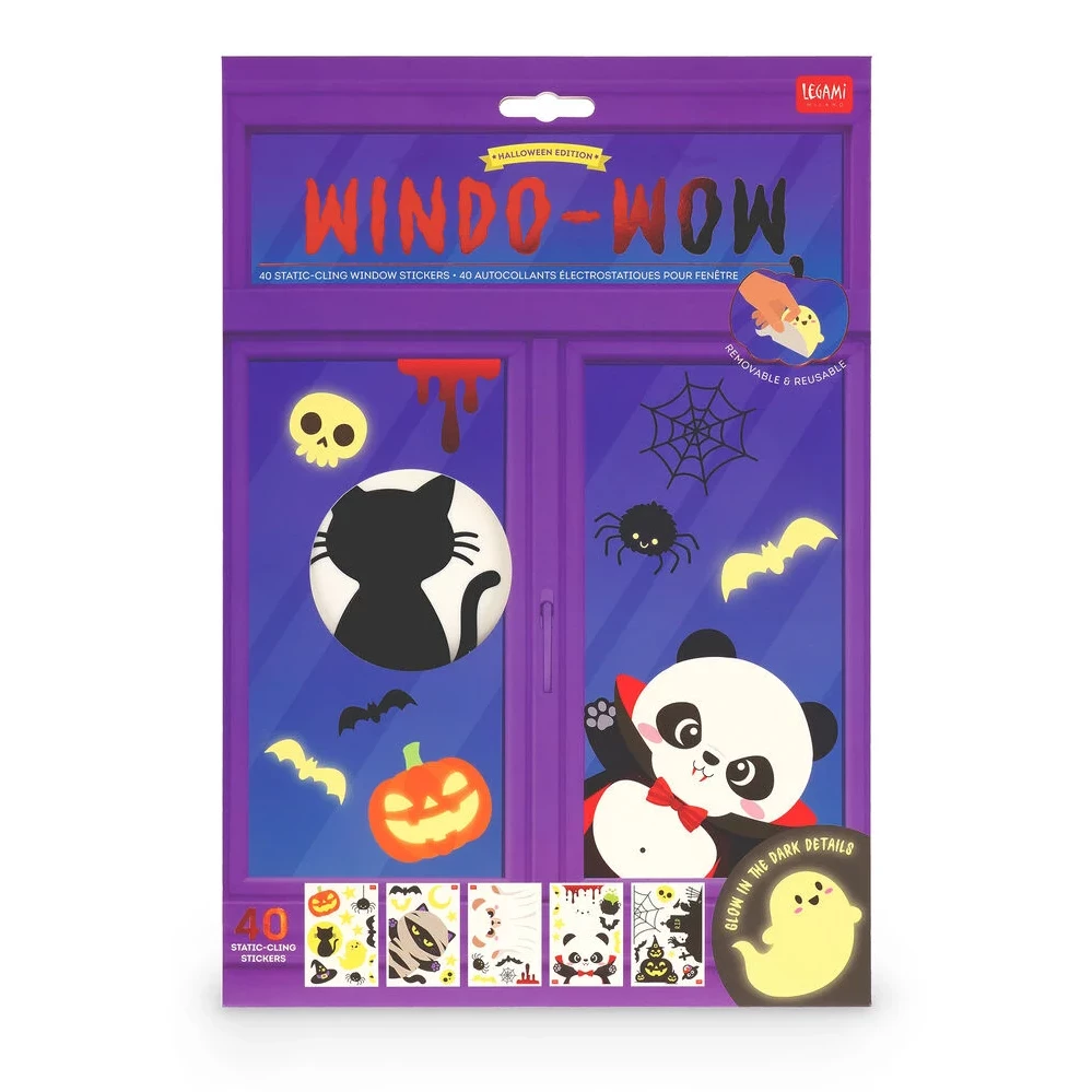 Set aus 40 Elektrostatischen Fensteraufklebern - Windo-Wow Fensteraufkleber, Halloween Edition, Window-Wow, Panda Sticker, Spukfiguren