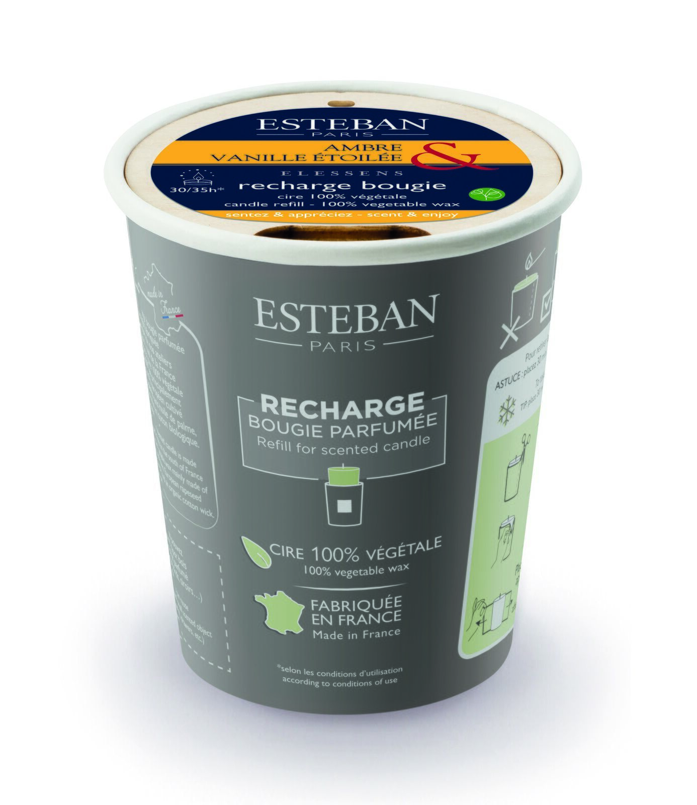 EAV-012_1 Amber & Vanille Nachfüller für Duftkerze 170g