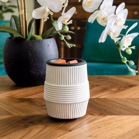 Porcelain Ridge Duftlampe elektrisch mit Silikon Schale Flip Dish