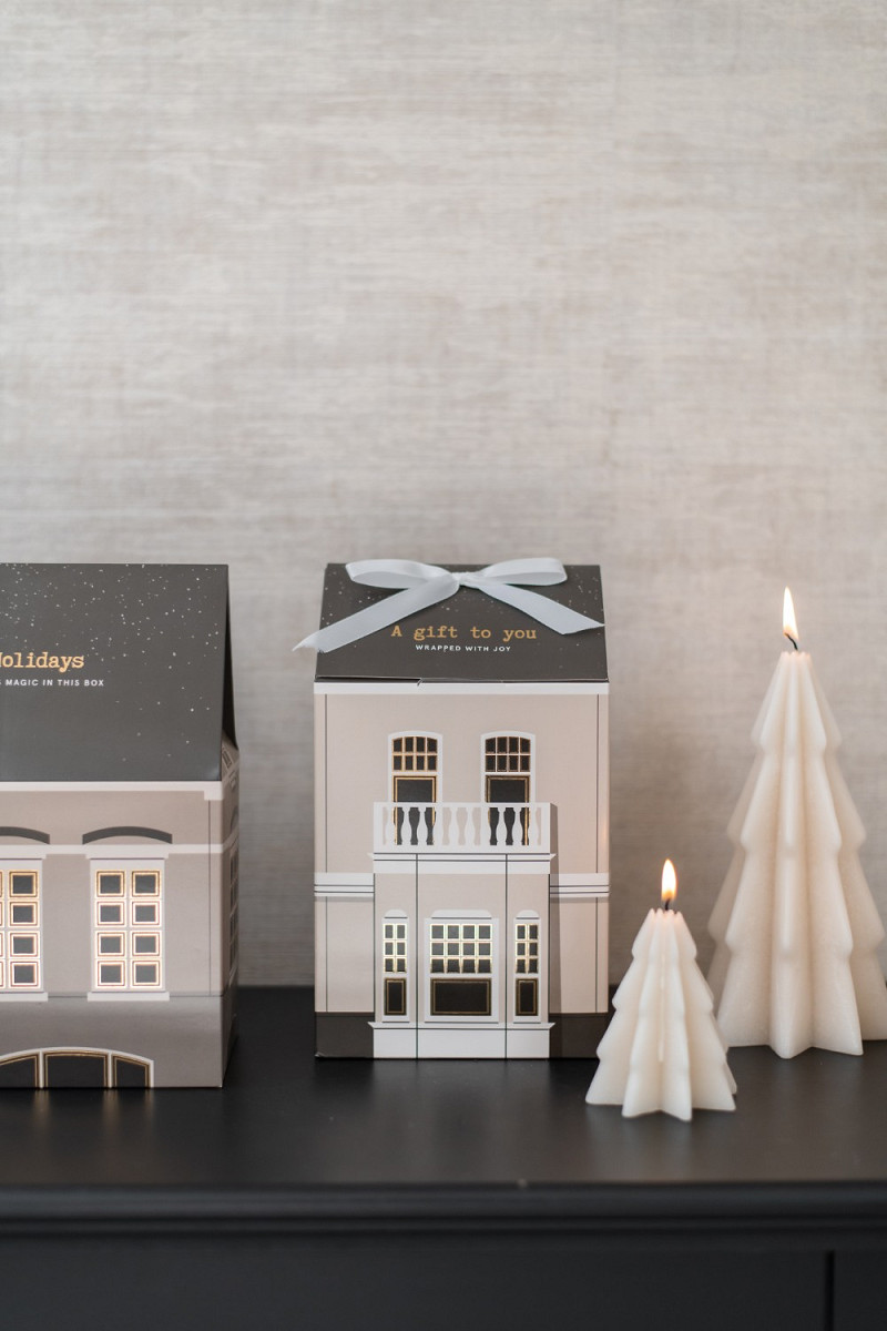 House Scandi Geschenkverpackung 14x23cm box, gift box, house design, decor box, candles
