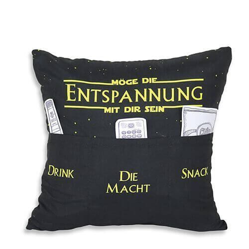 Männerkissen Möge die Entspannung mit Dir sein mit 3 Einstecktaschen