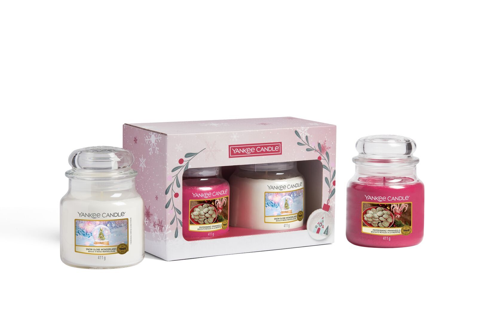 2022_1-05-06-Yankee-Candle-Q4-Silo-JN12156_18738 Snow Globe Wonderland / Peppermint Pinwheels 2x411g Geschenkset Weihnachten