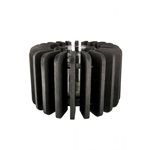 Windlicht Venta Holz schwarz 13cm