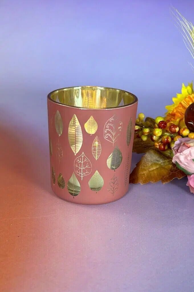 Piazza Blatt Votivglas 7cm glory pink/gold Kochgeschirr, Topf, Tasse