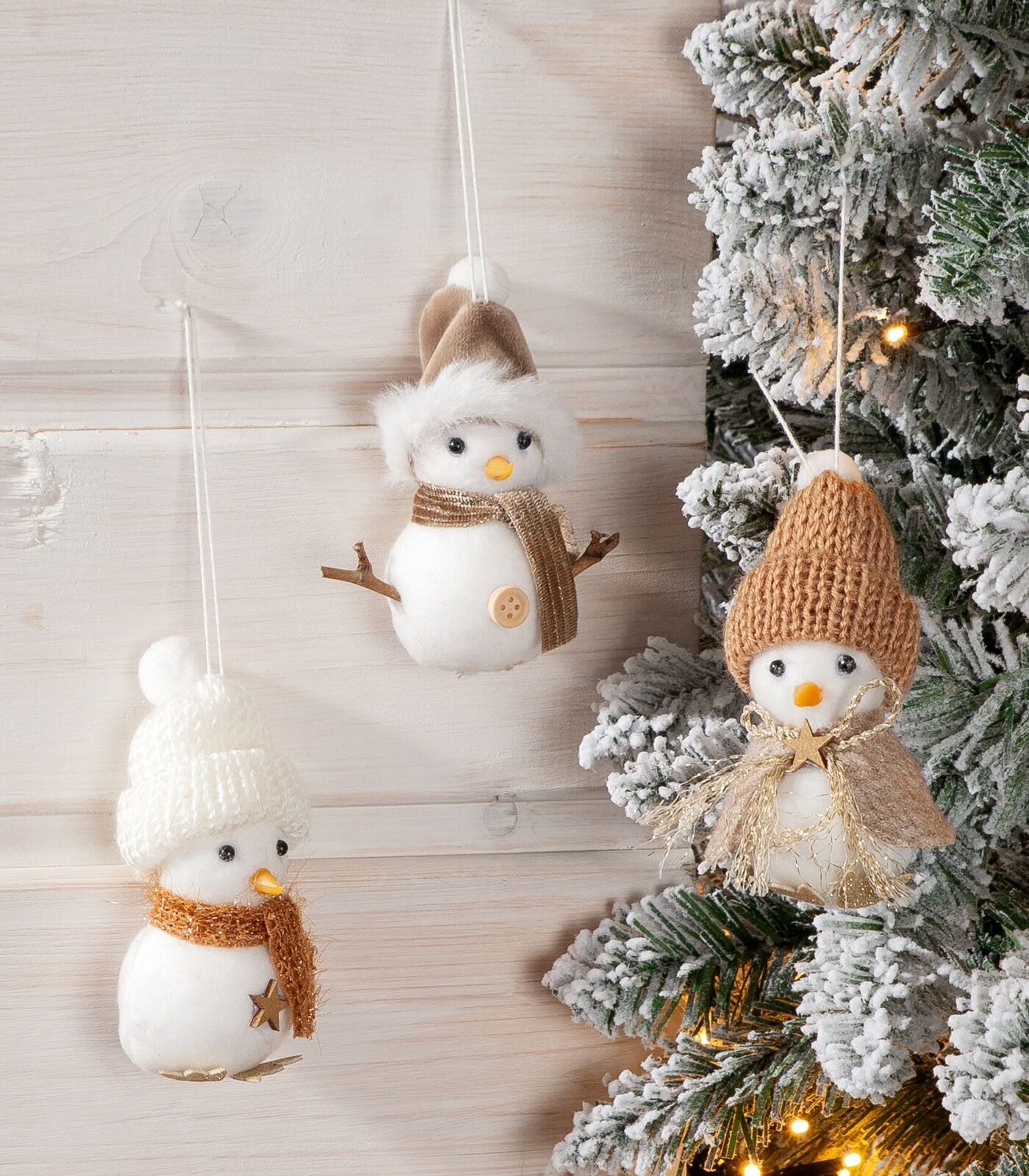 Deko Hänger Schneemann Simon 3fach sortiert Natur, Draußen, Winter, Weihnachtsdekorationen, Schneemann