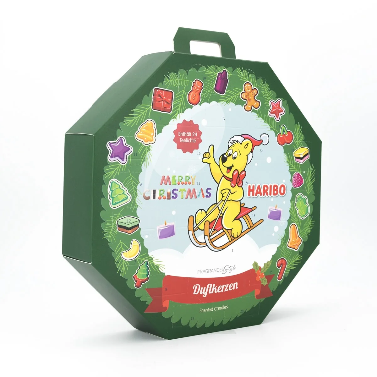 Haribo™ Adventskalender 2025 mit 24 Teelichtern