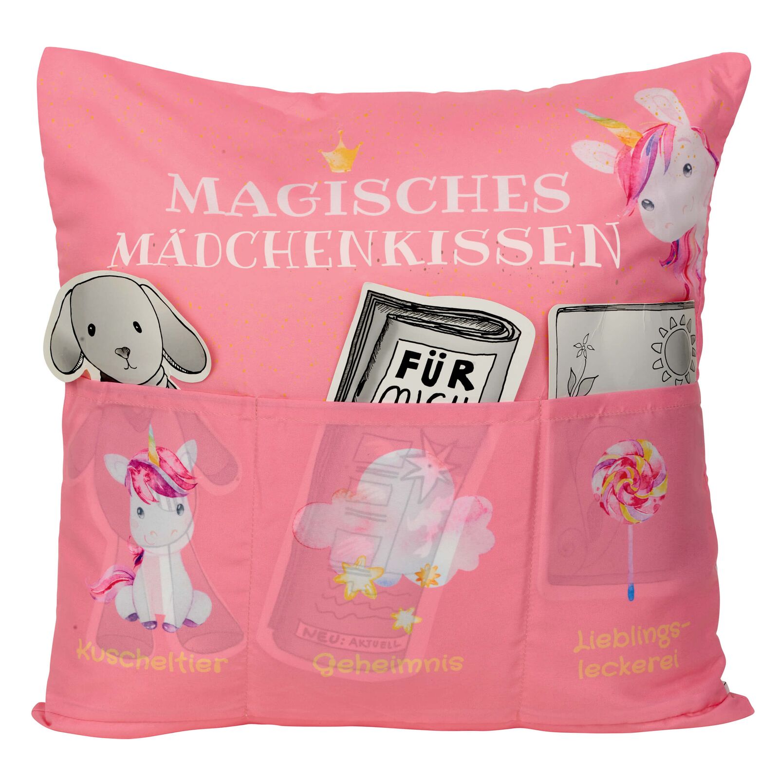 8840 Mädchenkissen mit 3 Einstecktaschen