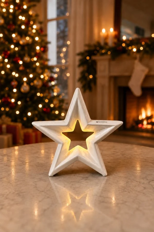 Deko Stern Brina LED 30cm Sternenleuchte, Weihnachtsstern, Tischdeko, Kerzenlicht, Dekoration