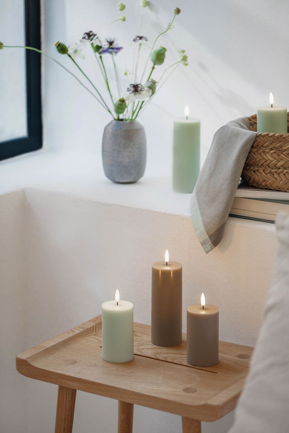 Uyuni LED Stumpenkerze 5,8 x 10cm sandstone