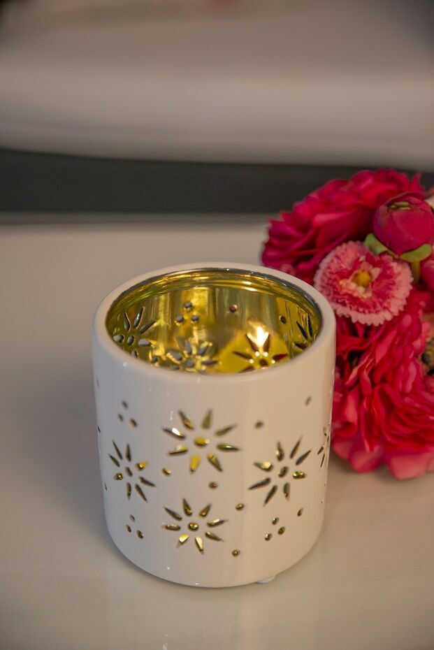 Tischlicht Florana 10cm creme/grün