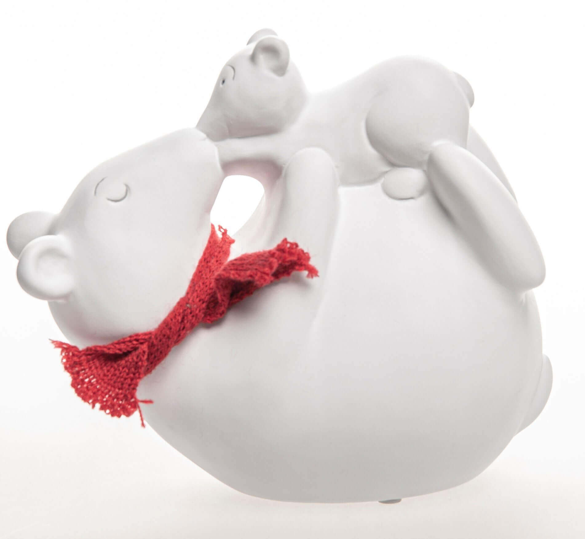 Eisbär mit Schal liegend 16cm
