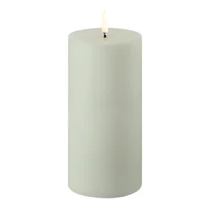 Piffany LED Stumpenkerze, Sage Green, 7,8x15cm, glatt Stumpfer Kerzen, Brenndauer, Hohlzylinder, Durchmesser, Einfarbig
