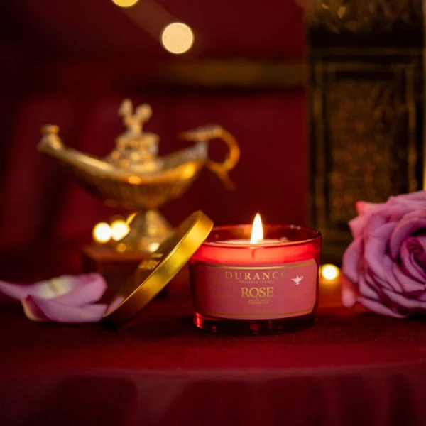 Natürliche Duftkerze 90g Edelrose Sultane von Durance kerze, rosenduft, gläserne kerze, rosenfarben, deko-licht