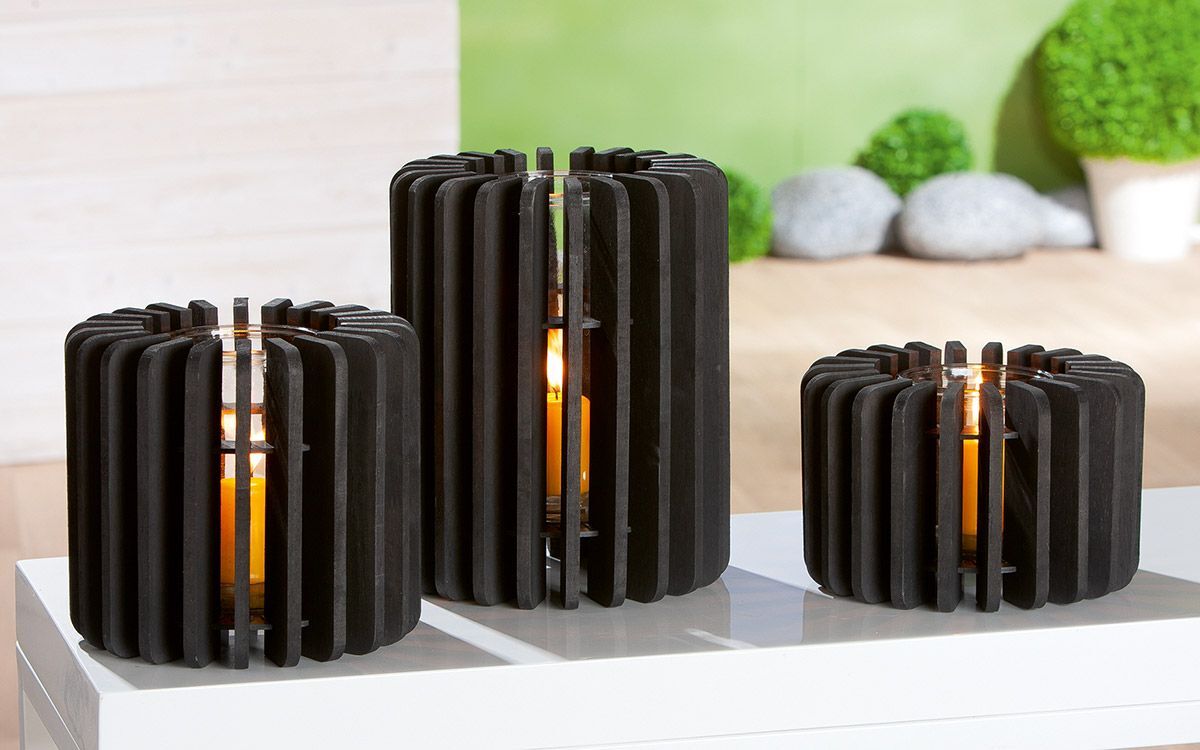 Windlicht Venta Holz schwarz 13cm Windlicht Venta Holz schwarz 13cm