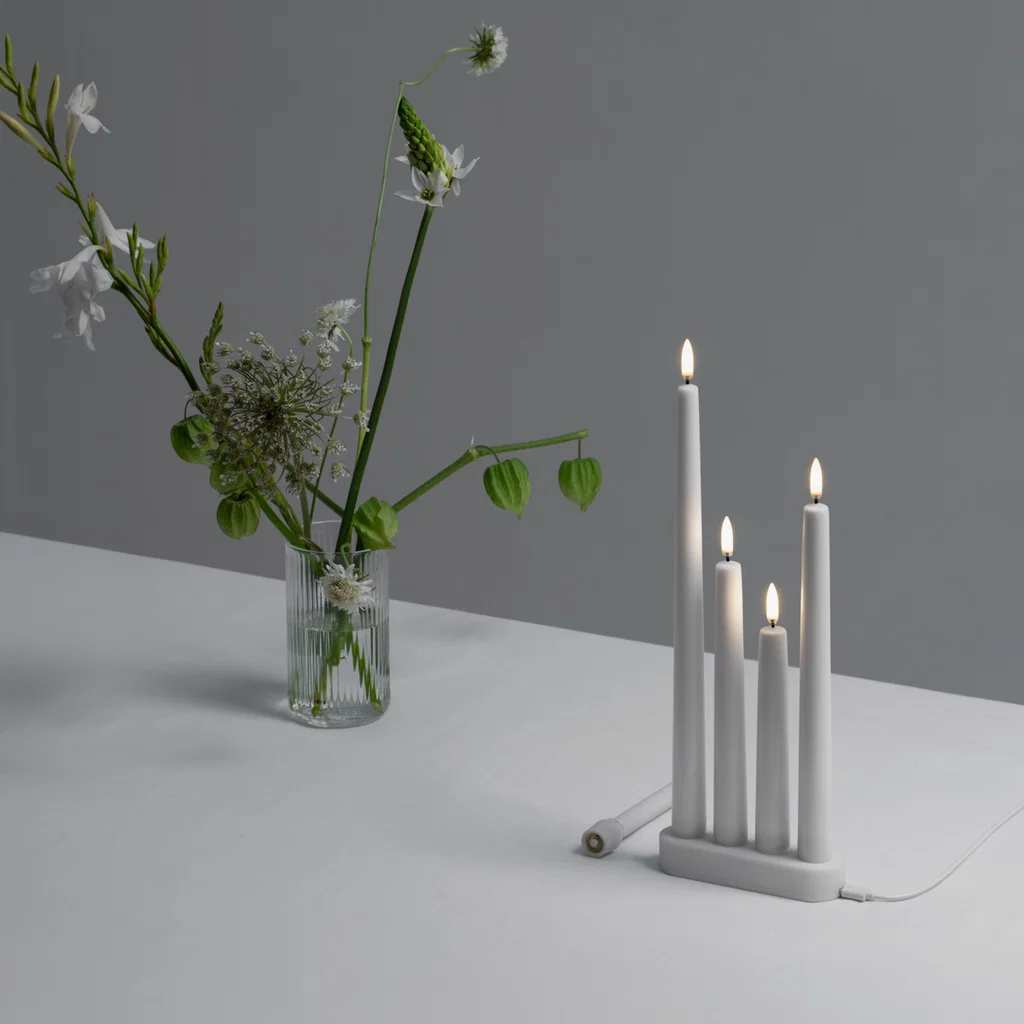 weiße Kerzen, Teelicht-Adapter, DIN-kerzenhalter, Blumen-Deko, Glas-Vase
