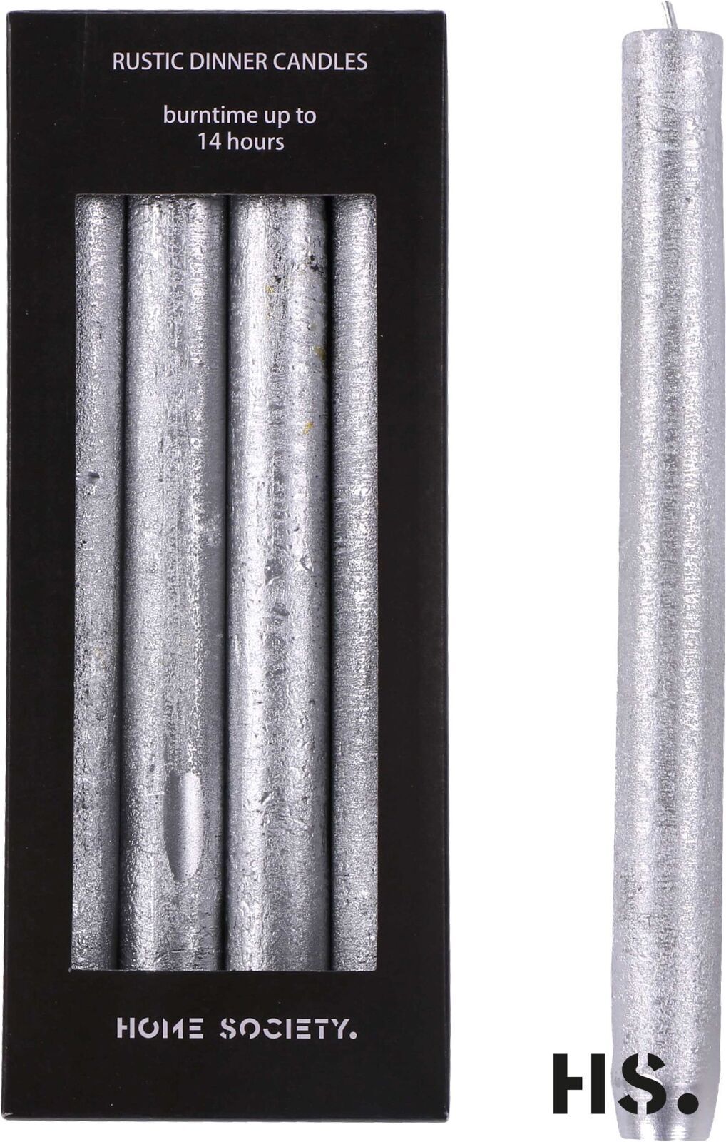 oWfs8fFg Rustic Dinner Candle L silber 4 Stück