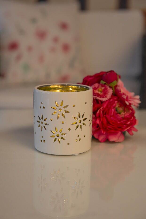 Tischlicht Florana 7cm creme/grün