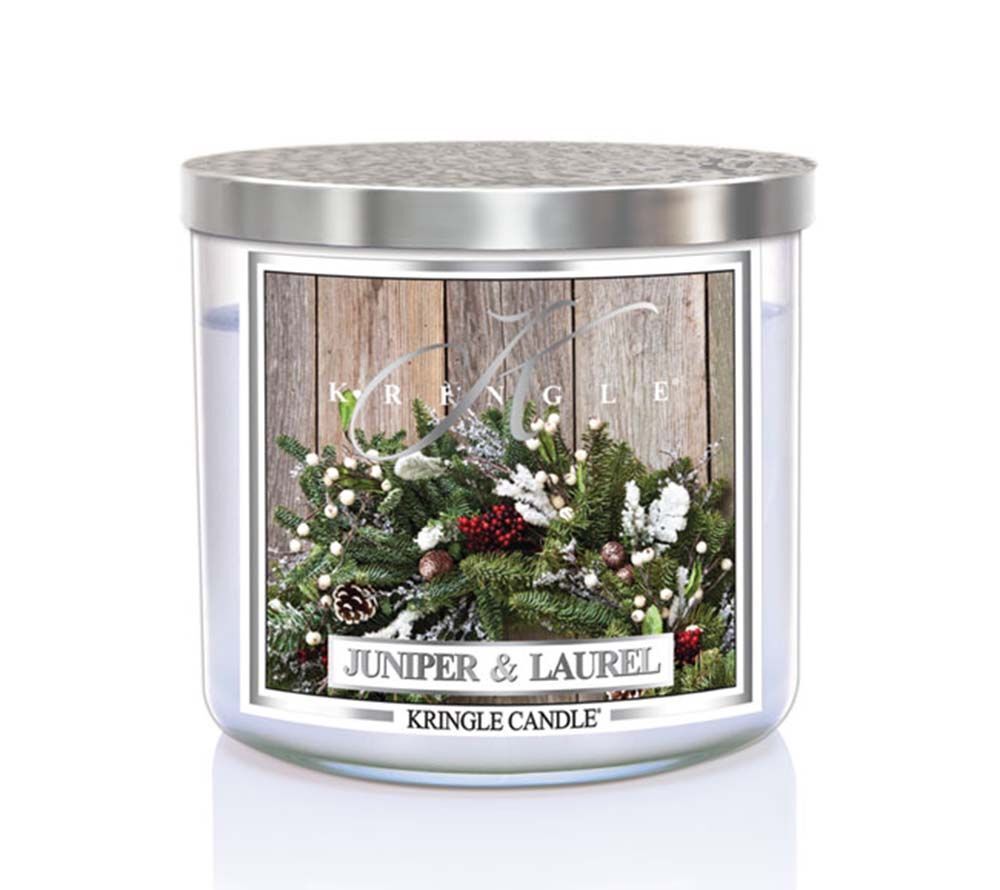 kringle_candle_juniper_and_laurel_silver_lid_american_heritage Juniper & Laurel 396g Tumbler 3-Docht