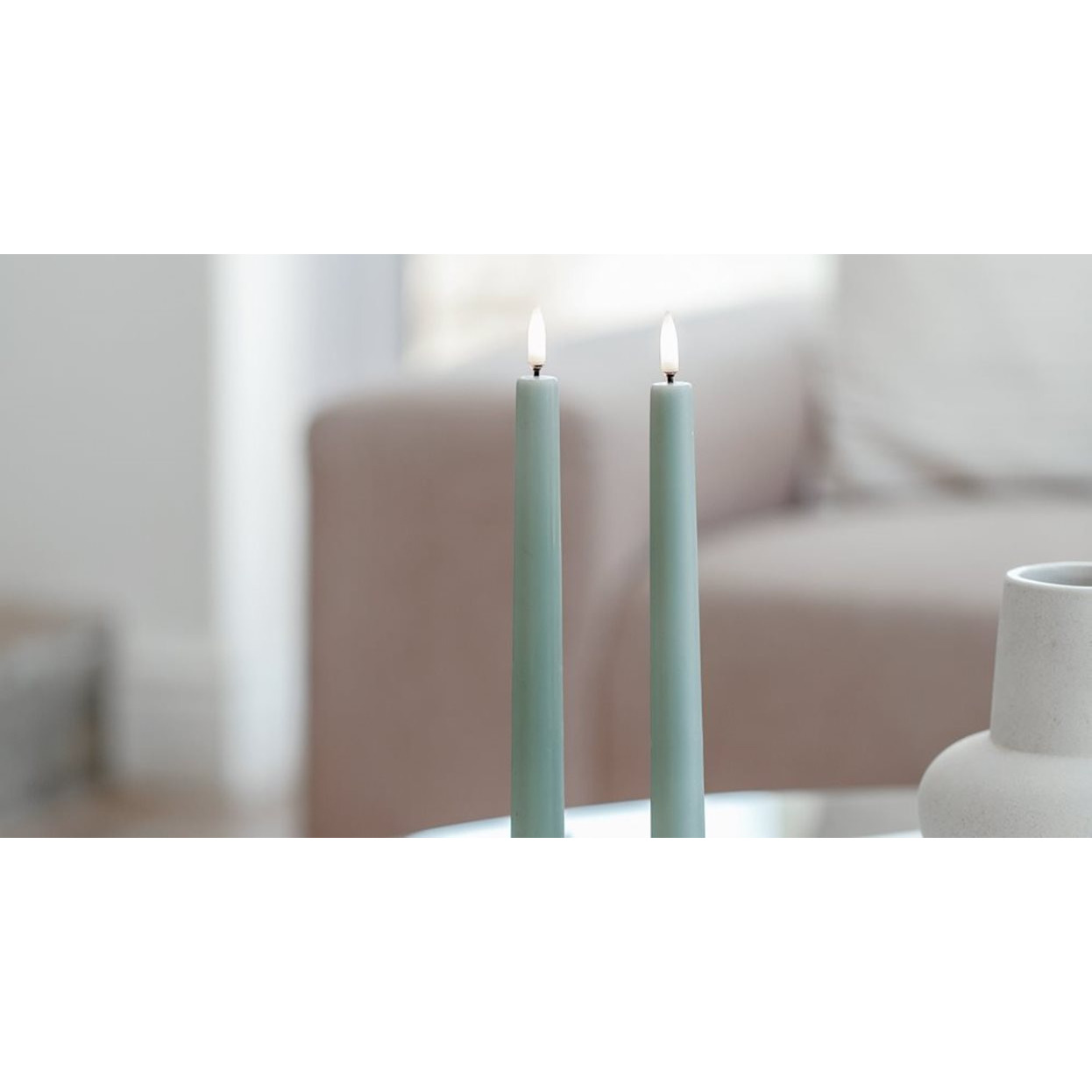 LED Spitzkerze Soft-fit Cap, Sandstone, 2er-Set, 2,3x20,5cm Kerzen, Stabkerzen, Teal-Grün, Duftlose Kerzen, Deko-Kerzen