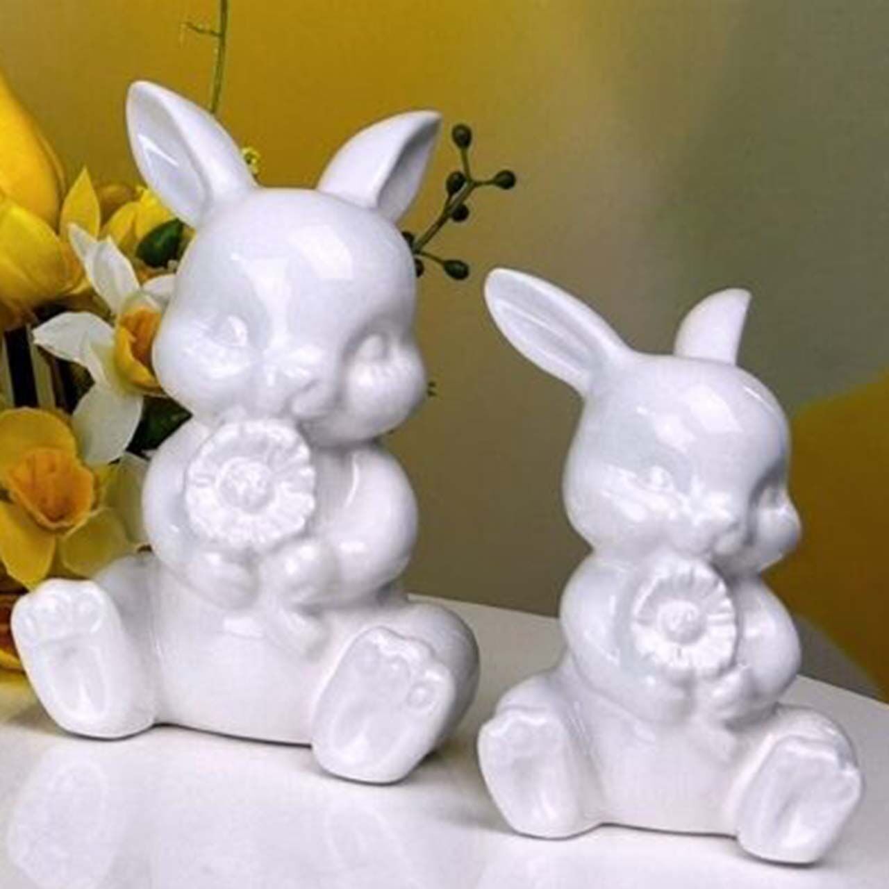 Hase Finja sitzend 12cm cremeweiß Kunst, Porzellan, Töpferei, Figur, Spielzeug