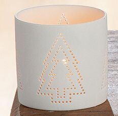 Windlicht Weihnachten Keramik weiß 7cm Variante 1
